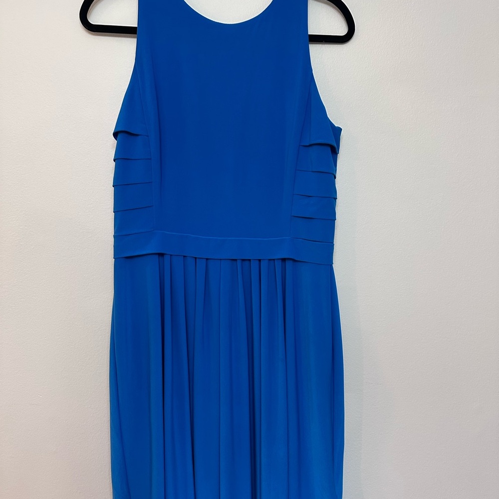 Ralph Lauren Blue Pleated Halter Midi Dress